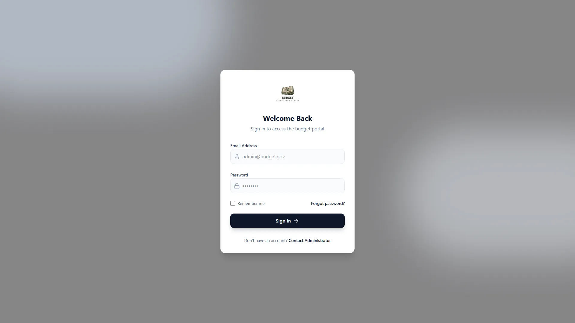 Budget Management System Application Preview