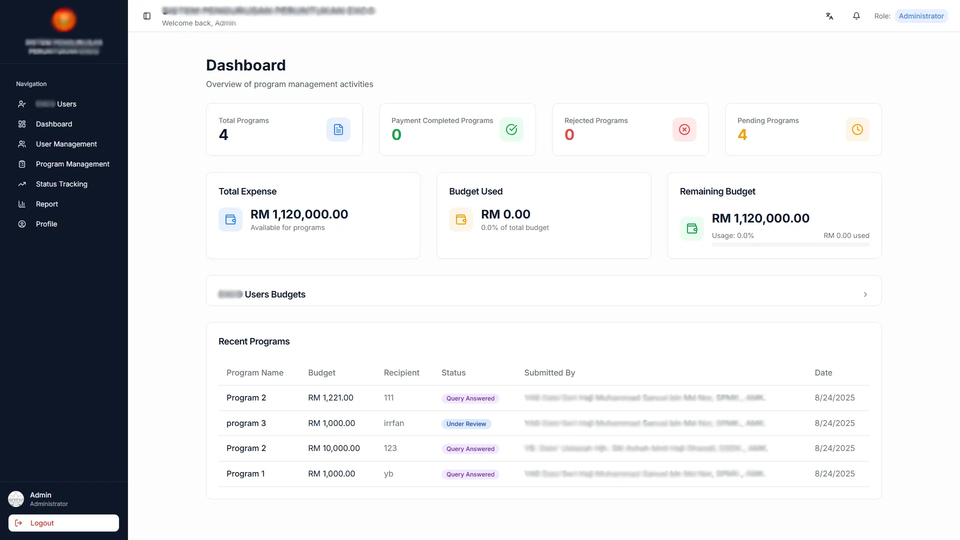 Allocation Management System Application Preview