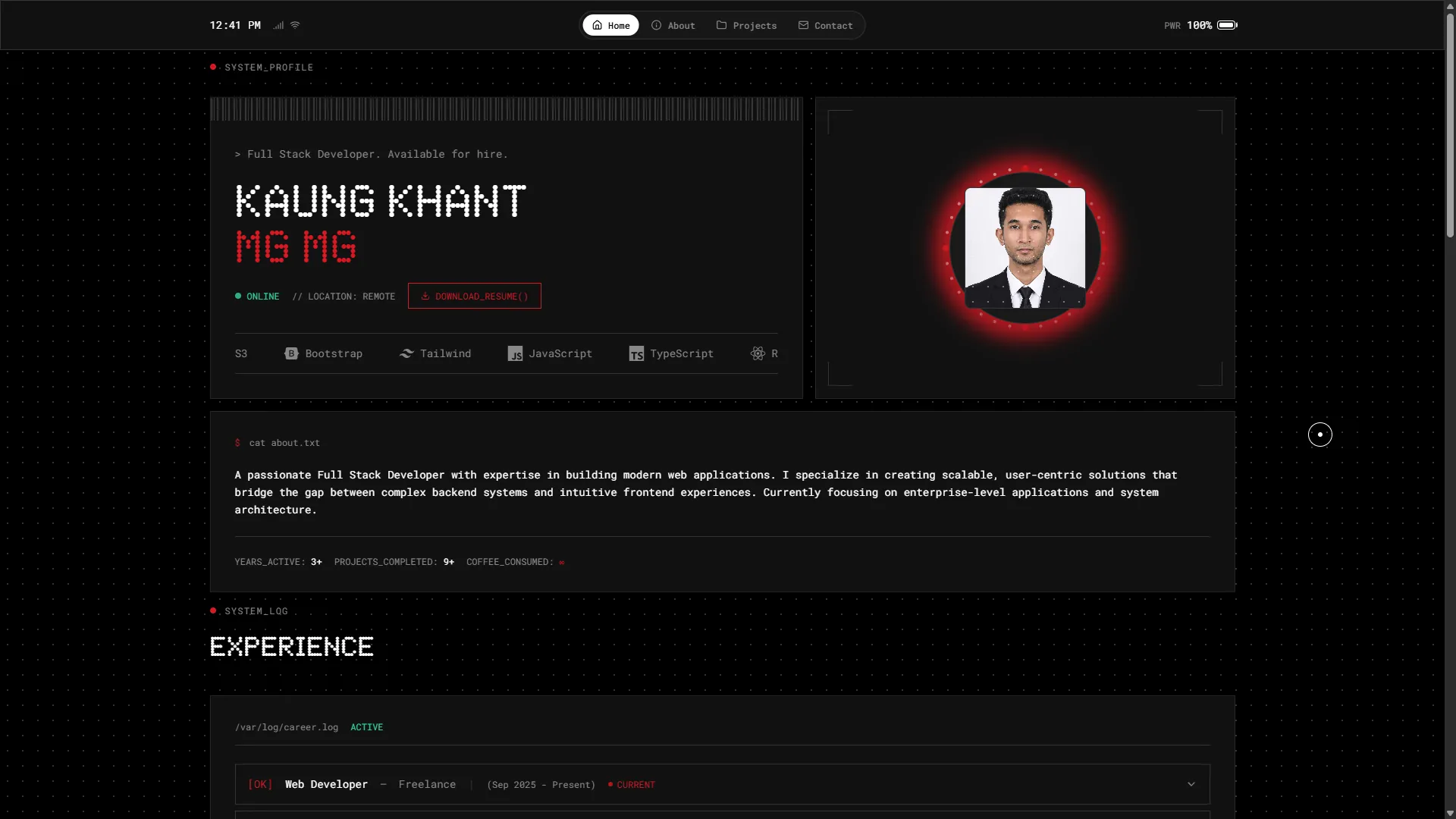 Personal Portfolio screenshot 1